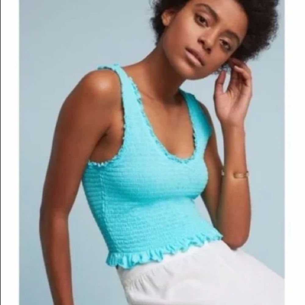 NWT Floreat Blue Ruched Tank by Anthropologie